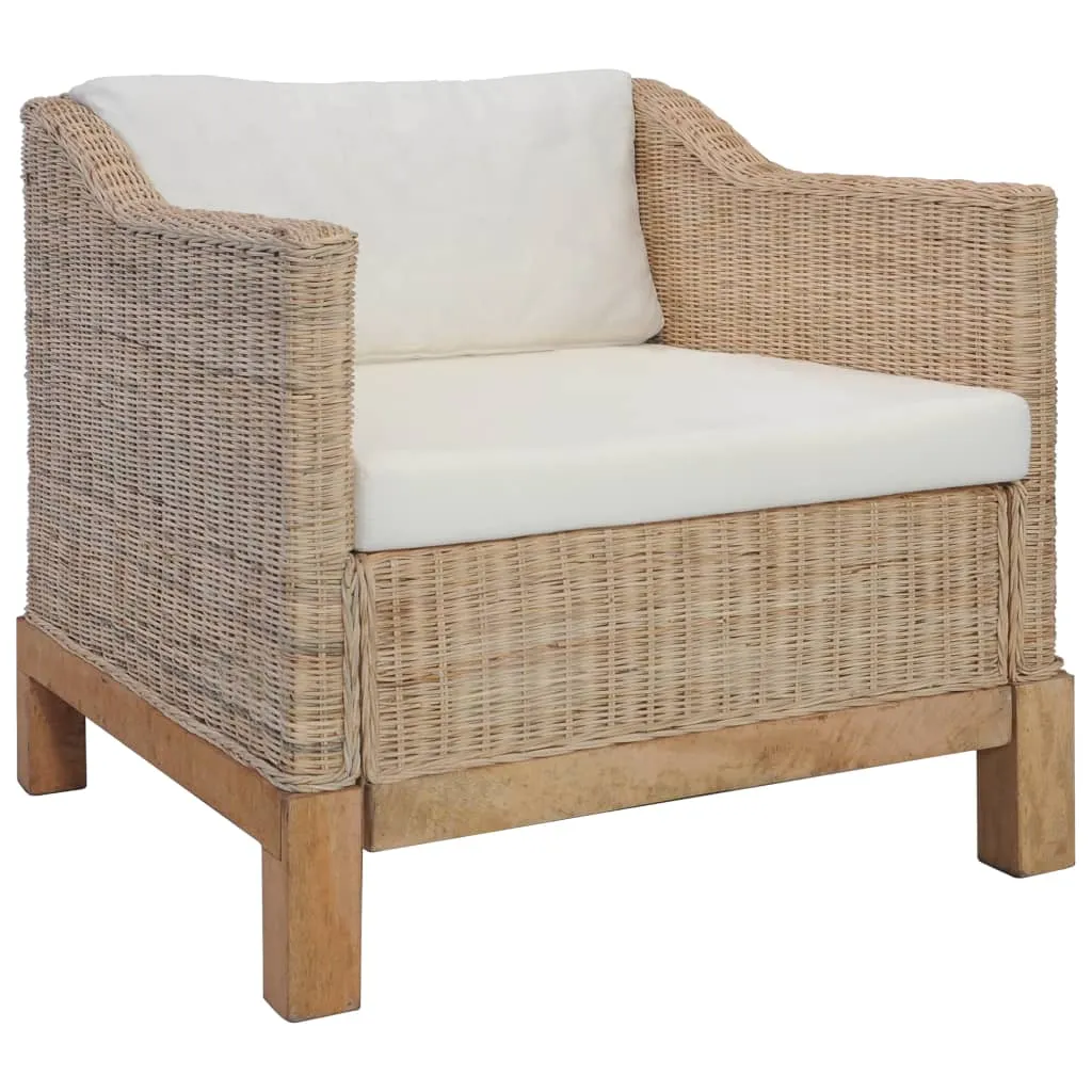 vidaXL Poltrona con Cuscini in Rattan Naturale