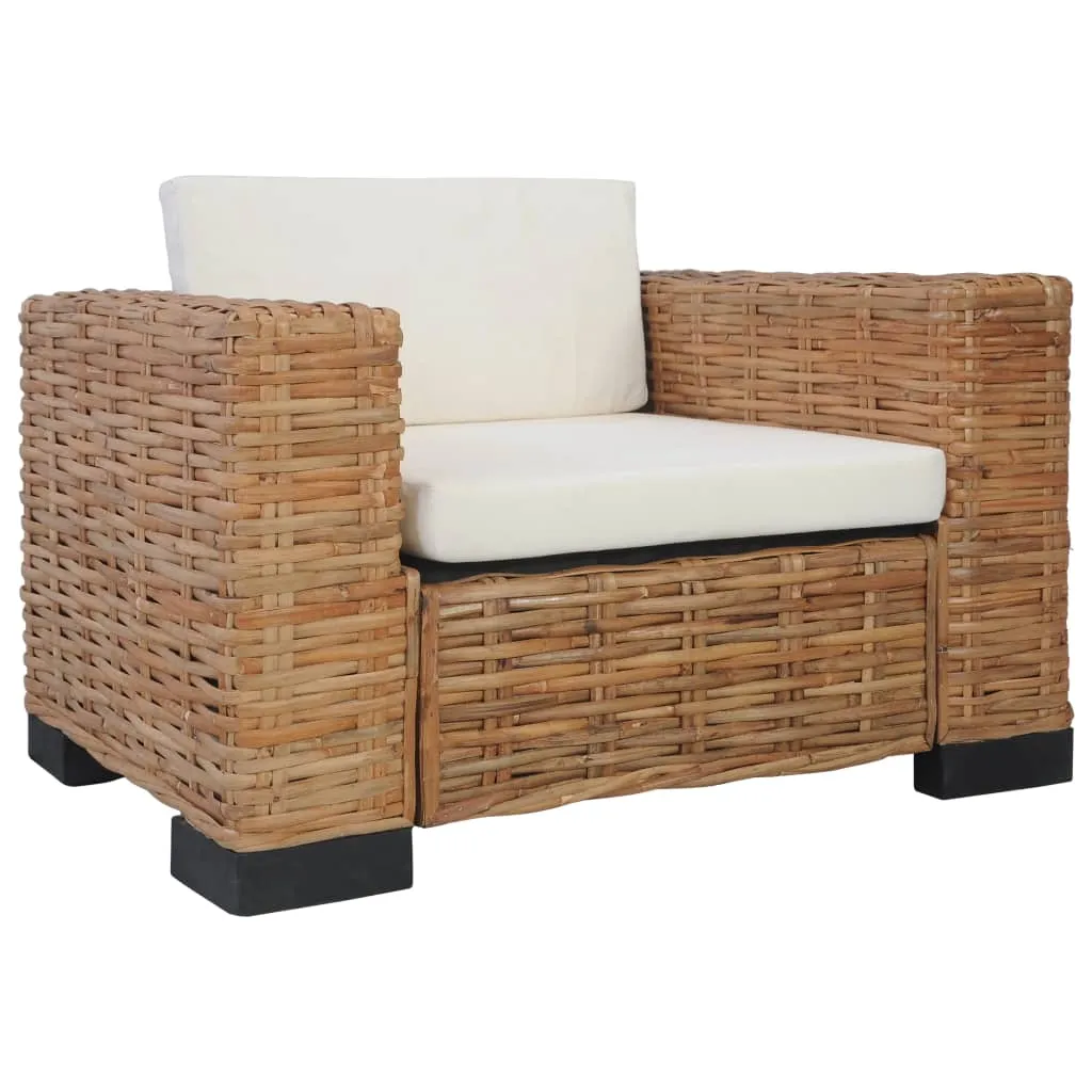 vidaXL Poltrona con Cuscini in Rattan Naturale