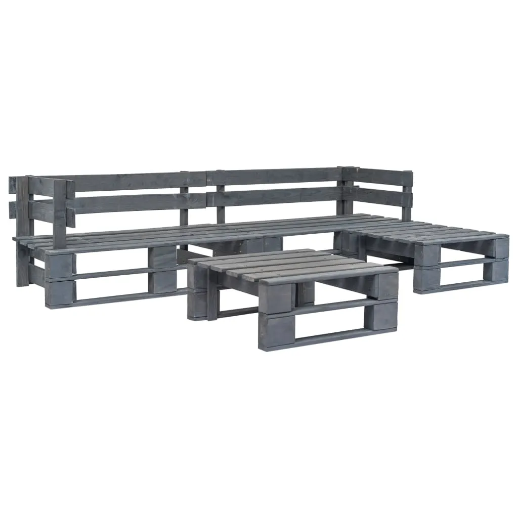 vidaXL Set Divani da Giardino con Pallet 4 pz in Legno Grigio