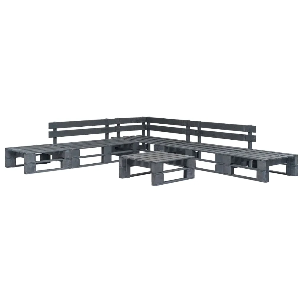 vidaXL Set Salotto da Giardino 6 pz Pallet in Legno Grigio