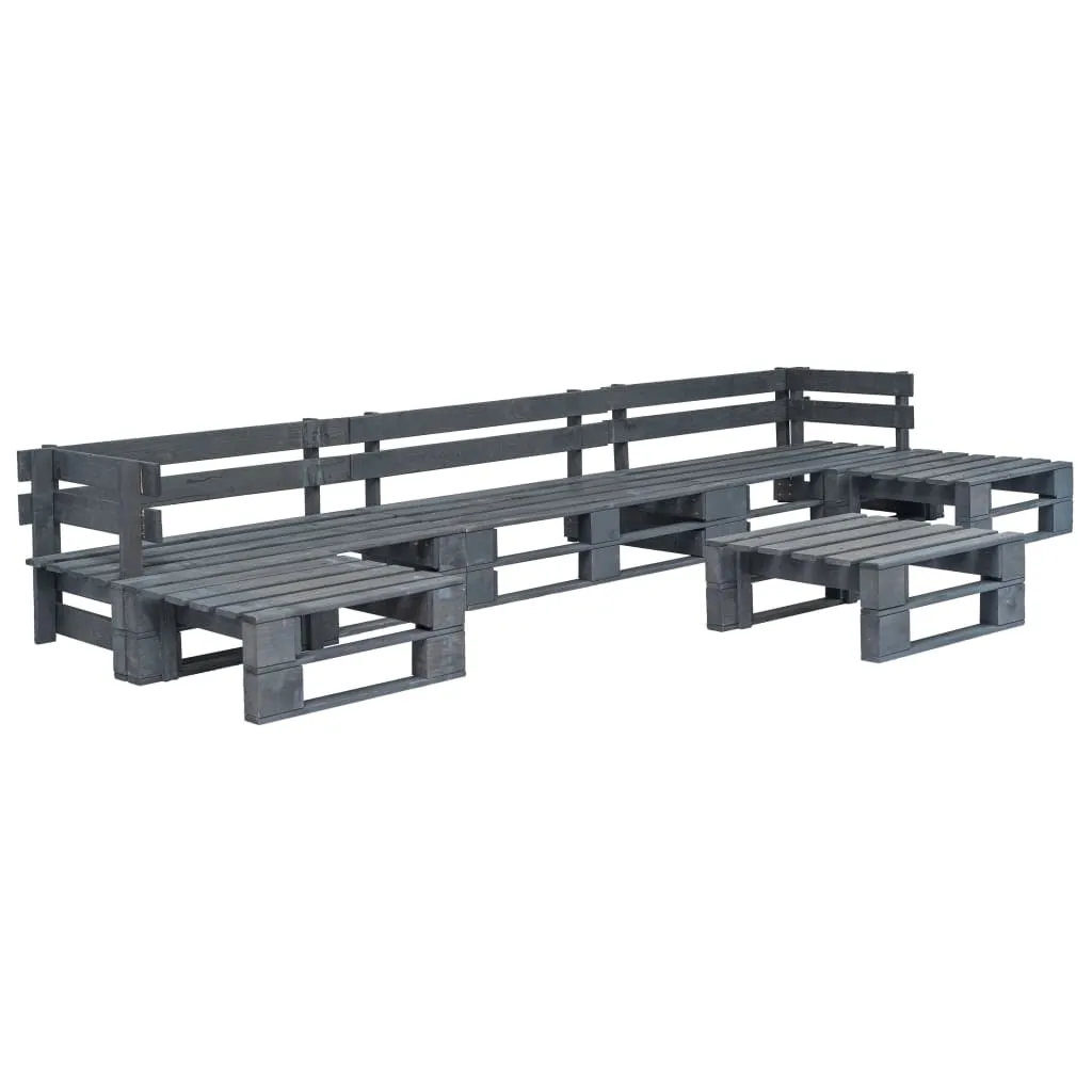 vidaXL Set Mobili da Giardino 6 pz Pallet Legno Grigio