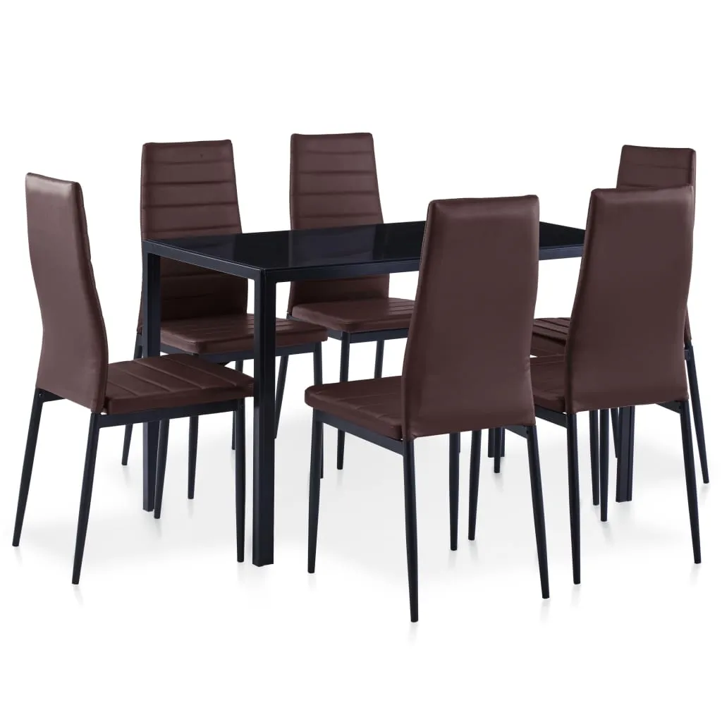 vidaXL Set da Pranzo 7 pz Marrone