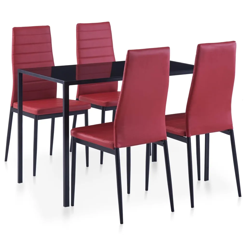 vidaXL Set da Pranzo 5 pz Rosso Vino