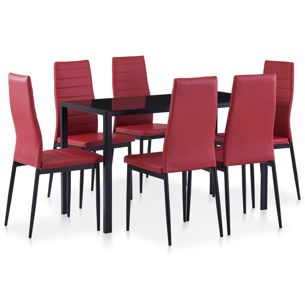 vidaXL Set da Pranzo 7 pz Rosso Vino