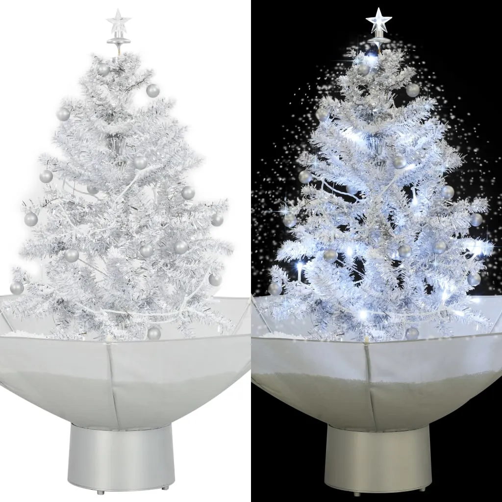 vidaXL Albero di Natale con Neve e Base a Ombrellone Bianco 75 cm