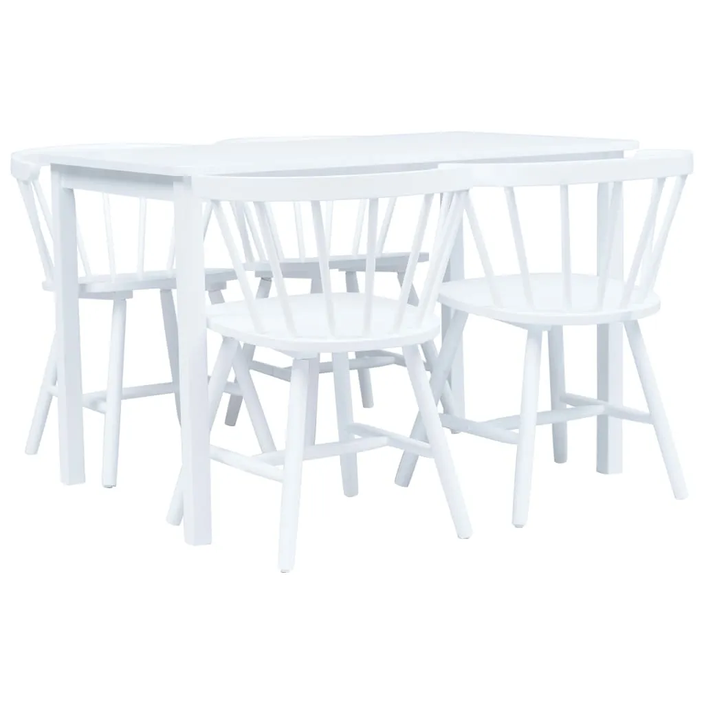 vidaXL Set da Pranzo 5 pz in Legno Massello di Hevea Bianco