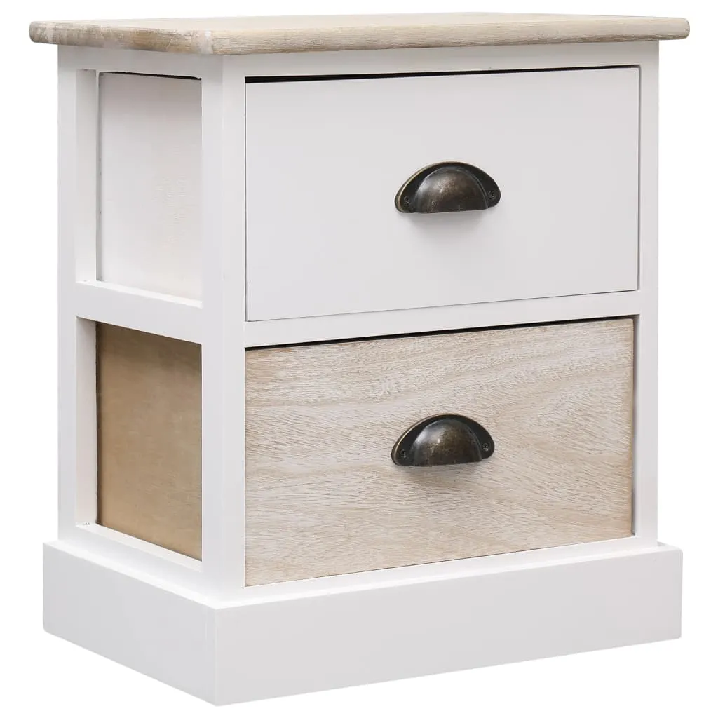 vidaXL Comodino Bianco e Naturale 38x28x45 cm in Legno di Paulonia