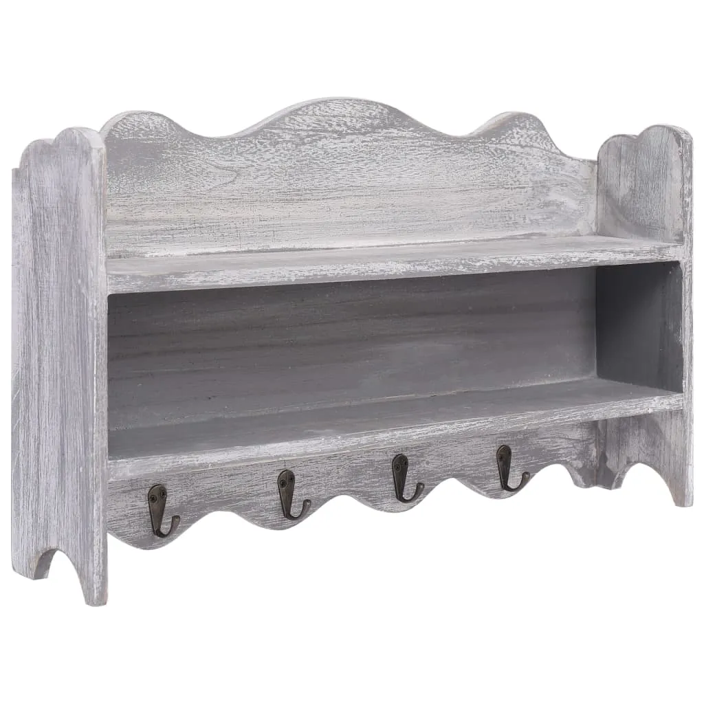 vidaXL Appendiabiti a Muro Grigio 50x10x30 cm in Legno