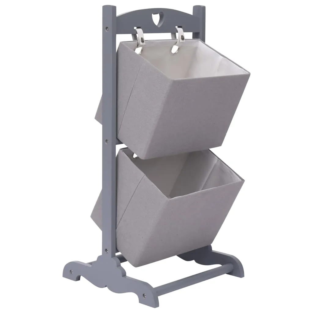 vidaXL Contenitore a 2 Livelli Grigio Scuro 35x35x72 cm in Legno