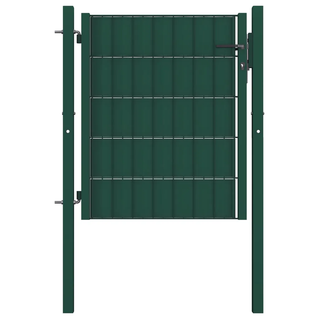 vidaXL Cancello per Recinzione in PVC e Acciaio 100x101 cm Verde