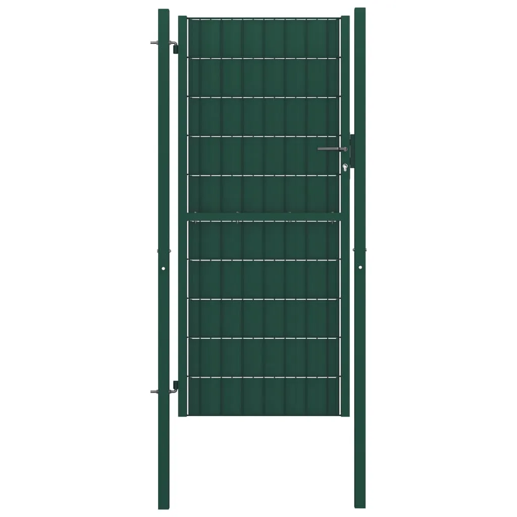 vidaXL Cancello per Recinzione in PVC e Acciaio 100x124 cm Verde