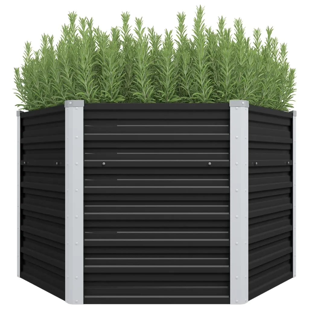 vidaXL Fioriera per Giardino Antracite 129x129x77cm in Acciaio Zincato