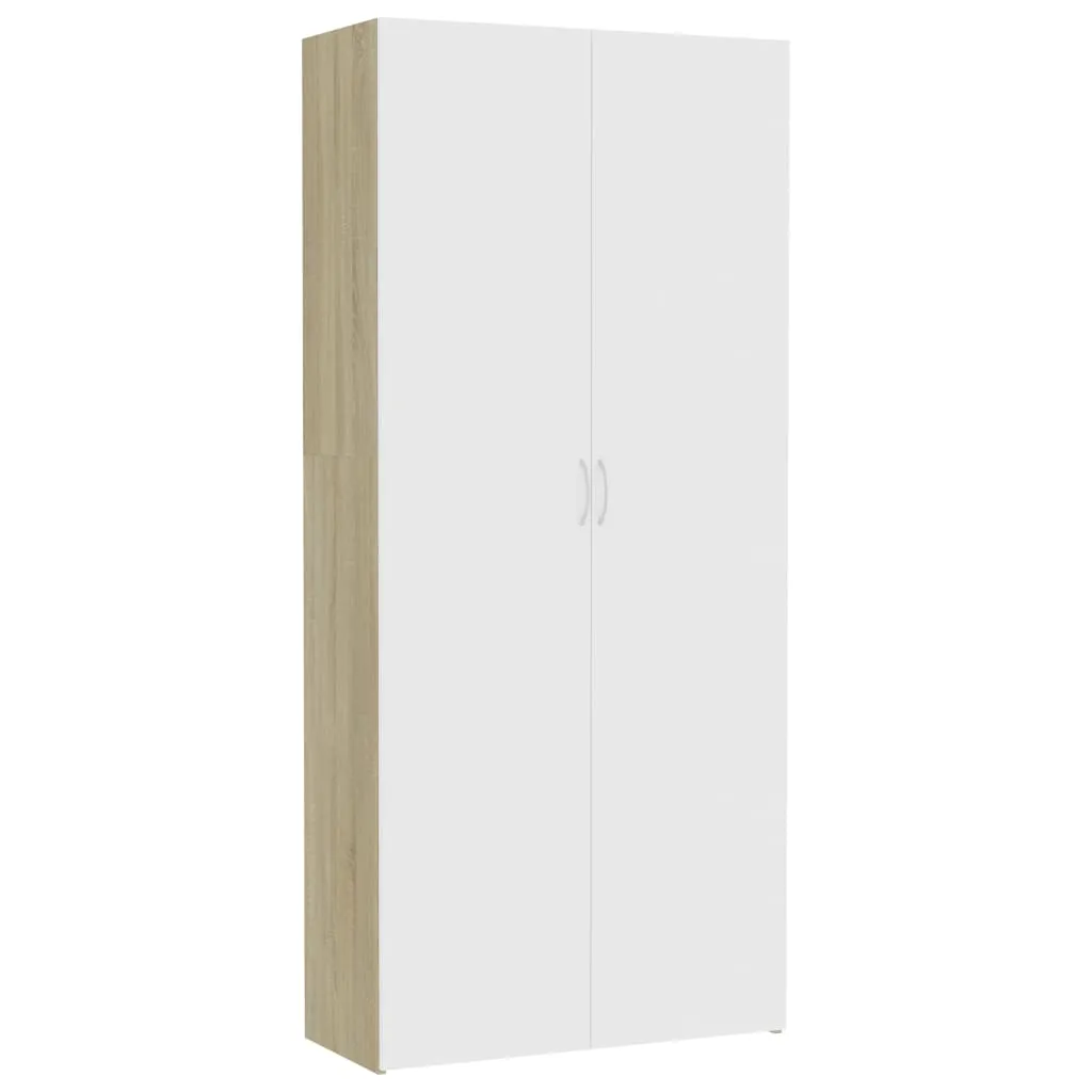 vidaXL Armadietto Bianco Rovere Sonoma 80x35,5x180cm Legno Multistrato