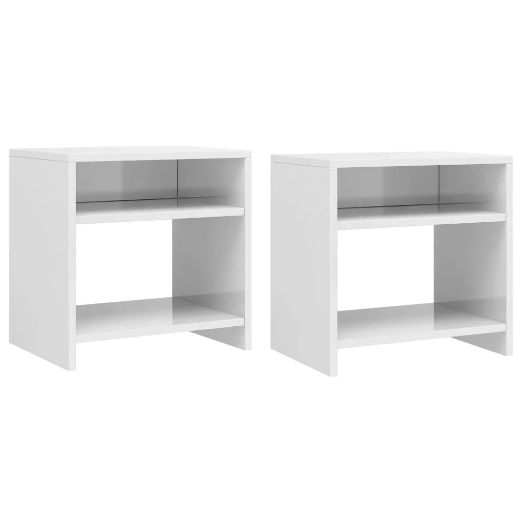 vidaXL Comodini 2 pz Bianco Lucido 40x30x40 cm in Legno Multistrato