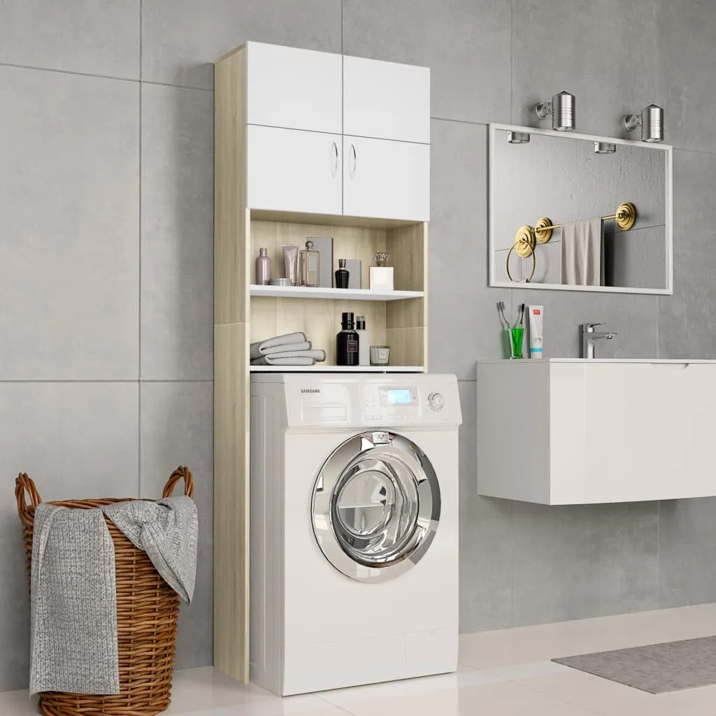 vidaXL Mobile per Lavatrice Bianco e Rovere Sonoma 64x25,5x190 cm