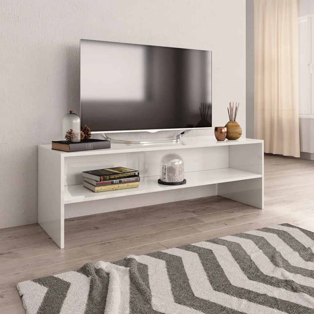 vidaXL Mobile Porta TV Bianco Lucido 120x40x40 cm in Legno Multistrato