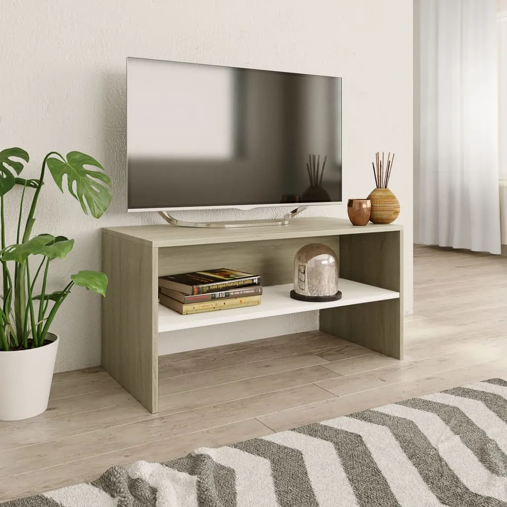 vidaXL Mobile TV Bianco e Rovere Sonoma 80x40x40 cm Legno Multistrato