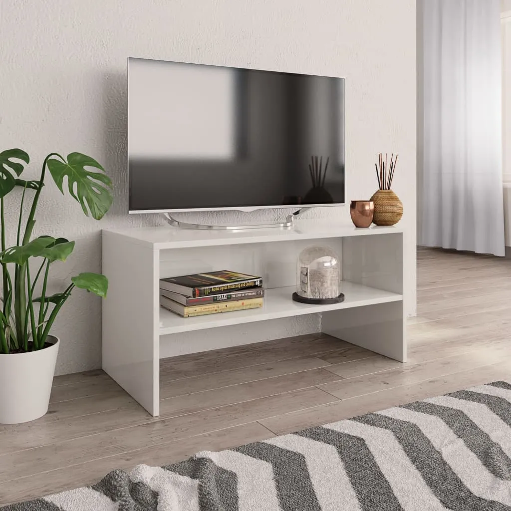 vidaXL Mobile Porta TV Bianco Lucido 80x40x40 cm in Legno Multistrato