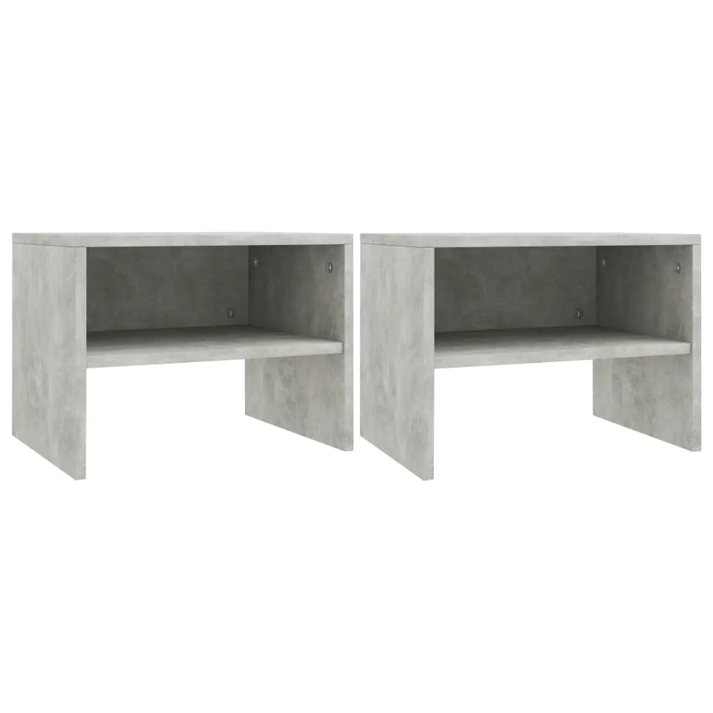 vidaXL Comodini 2 pz Grigio Cemento 40x30x30 cm in Legno Multistrato