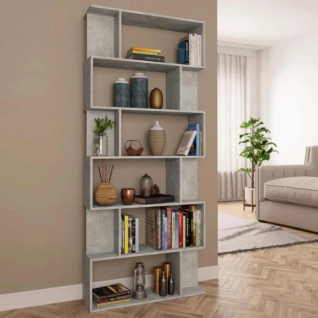 vidaXL Libreria/Divisorio Grigio Cemento 80x24x192cm Legno Multistrato