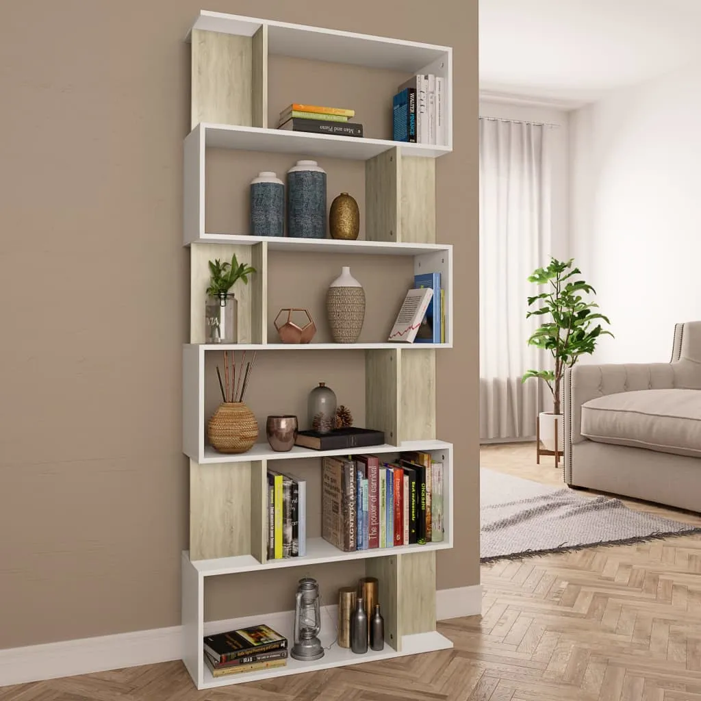 vidaXL Libreria/Divisorio Bianco Rovere Sonoma 80x24x192cm Multistrato