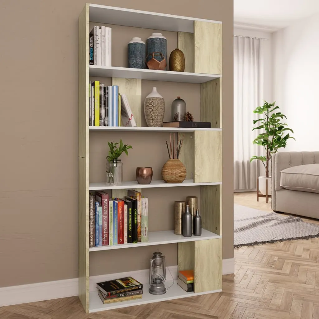 vidaXL Libreria/Divisorio Bianco e Rovere Sonoma 80x24x159 cm