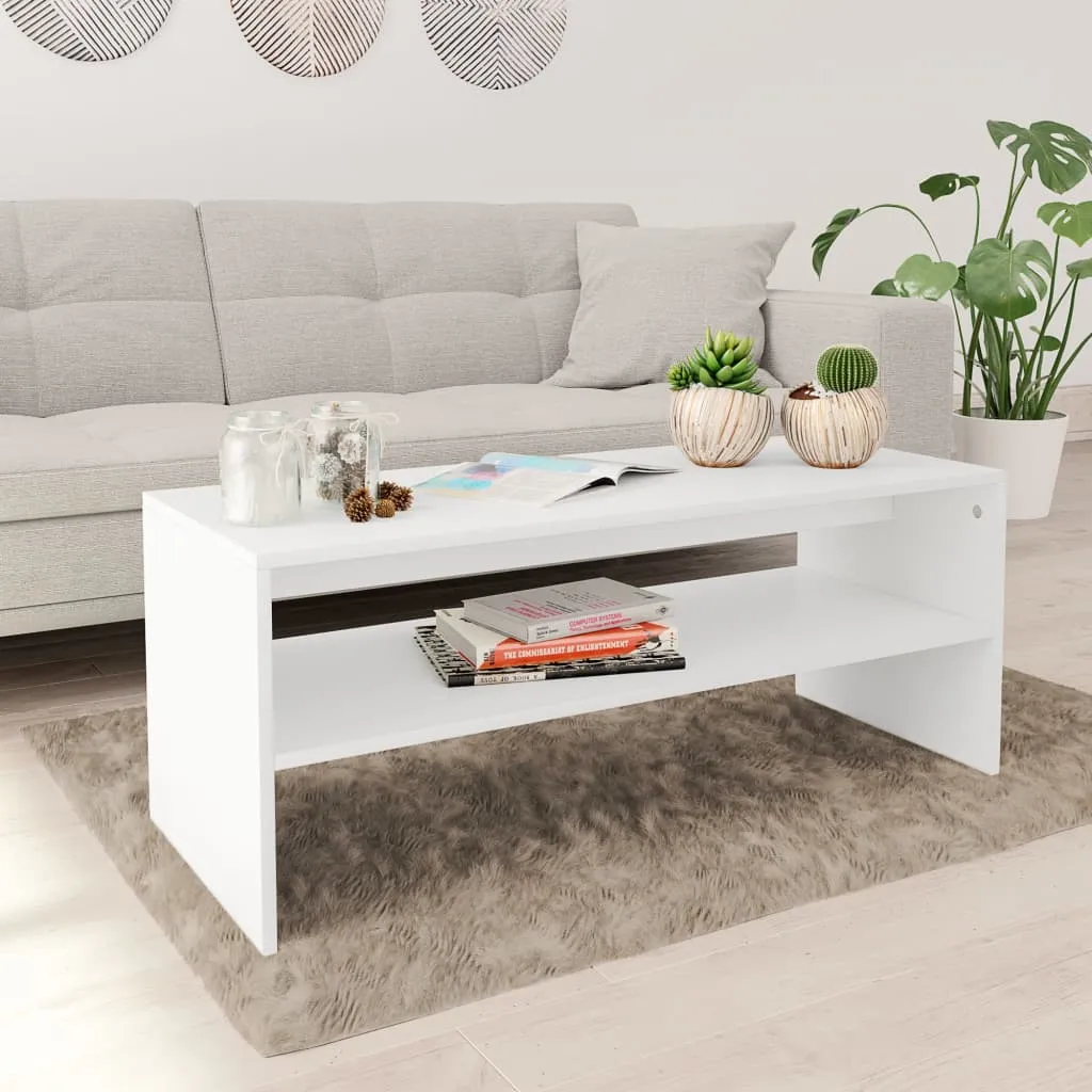 vidaXL Tavolino da Salotto Bianco 100x40x40 cm in Legno Multistrato