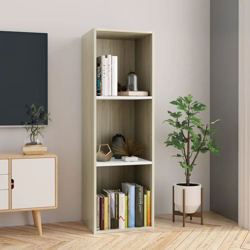 vidaXL Libreria/Mobile TV Bianco Rovere Sonoma 36x30x114cm Multistrato