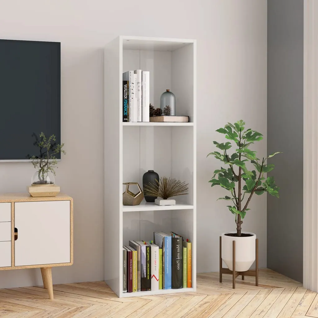 vidaXL Libreria/Mobile TV Bianco Lucido 36x30x114 cm Legno Multistrato