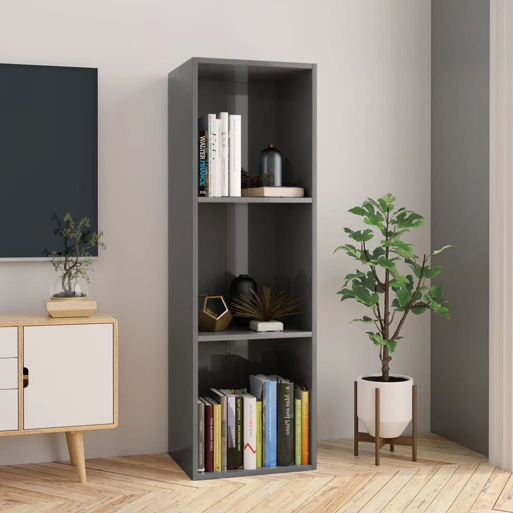 vidaXL Libreria/Mobile TV Grigio Lucido 36x30x114 cm Legno Multistrato