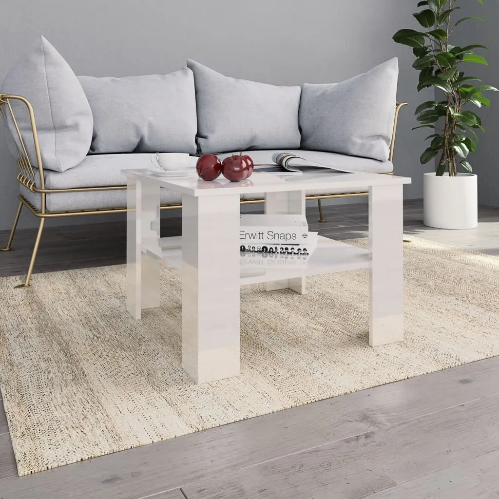 vidaXL Tavolino da Salotto Bianco Lucido 60x60x42 cm Legno Multistrato