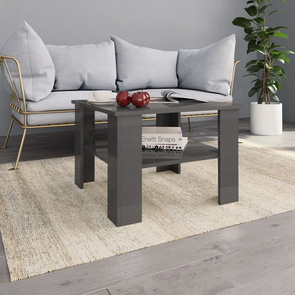 vidaXL Tavolino da Salotto Grigio Lucido 60x60x42 cm Legno Multistrato