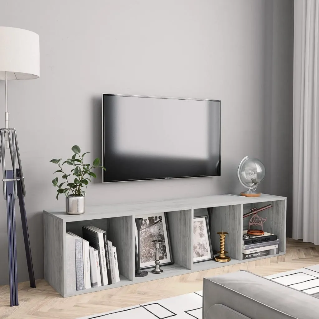 vidaXL Libreria/Mobile TV Grigio Cemento 143x30x36 cm