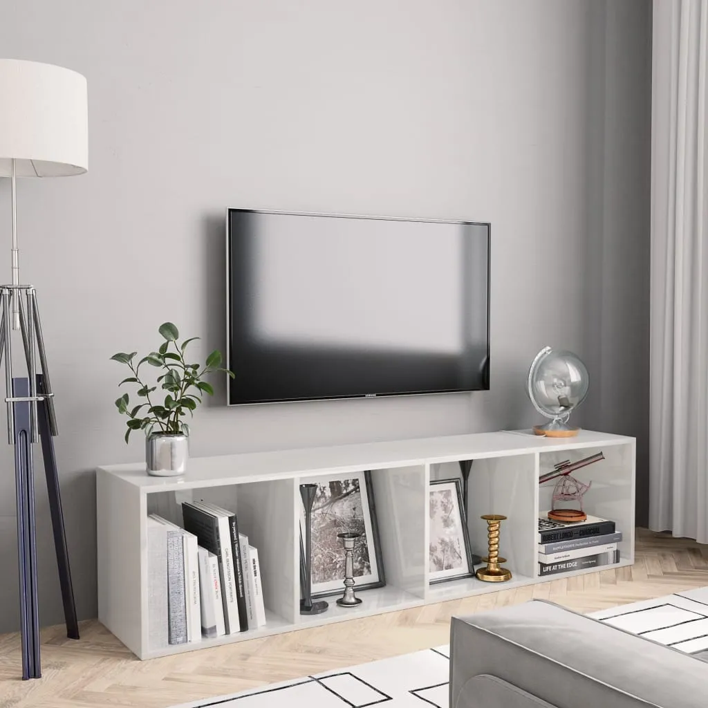 vidaXL Libreria/Mobile TV Bianco Lucido 143x30x36 cm