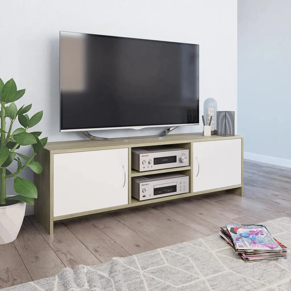 vidaXL Mobile TV Bianco e Rovere Sonoma 120x30x37,5 Legno Multistrato