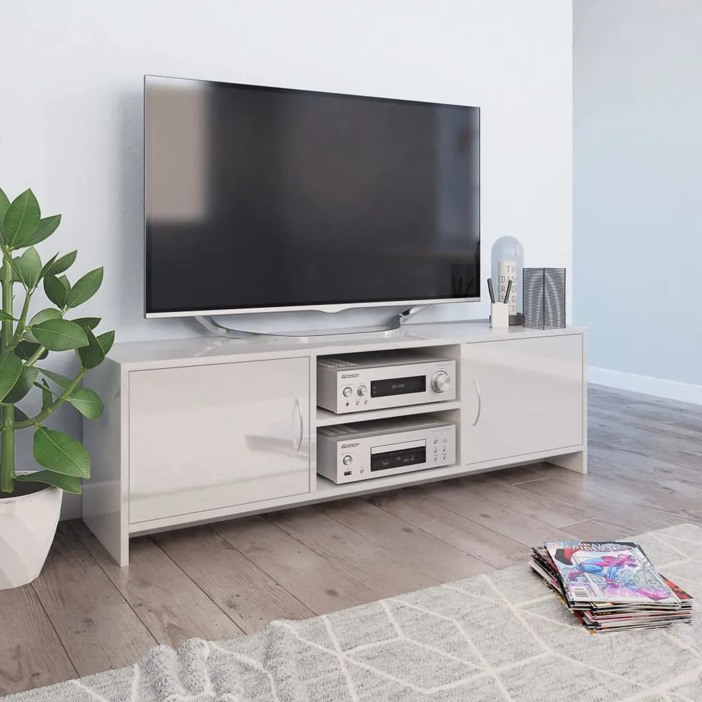 vidaXL Mobile Porta TV Bianco Lucido 120x30x37,5 cm Legno Multistrato