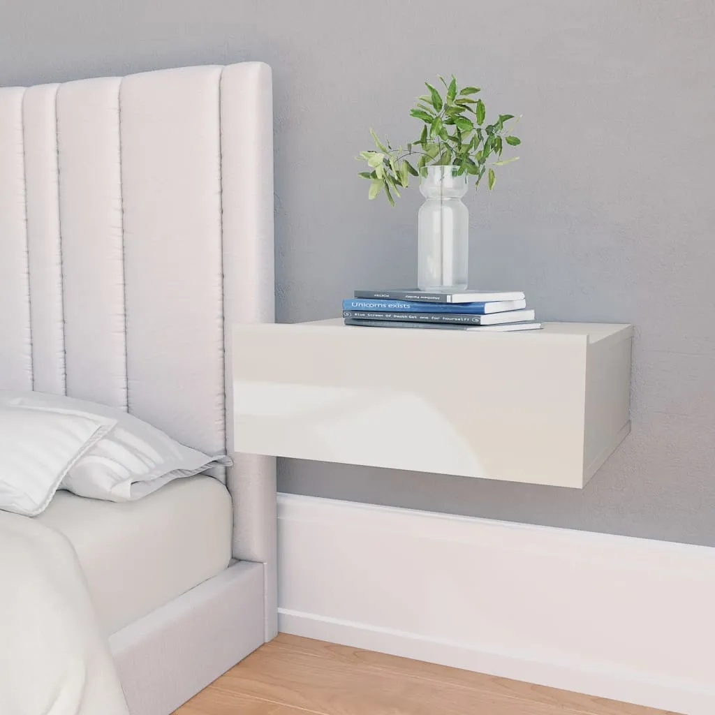 vidaXL Comodini Pensili 2pz Bianco Lucido 40x30x15cm Legno Multistrato