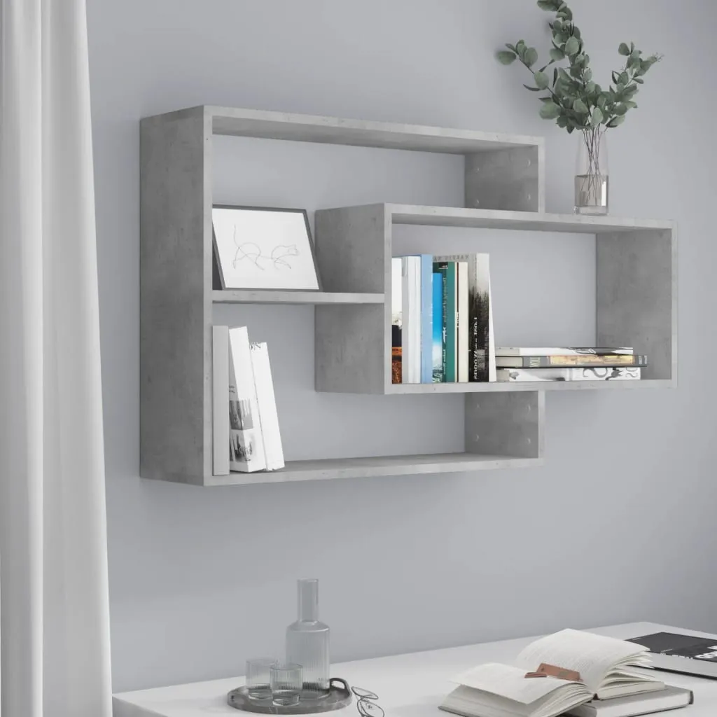 vidaXL Mensole a Muro Grigio Cemento 104x20x58,5 cm Legno Multistrato