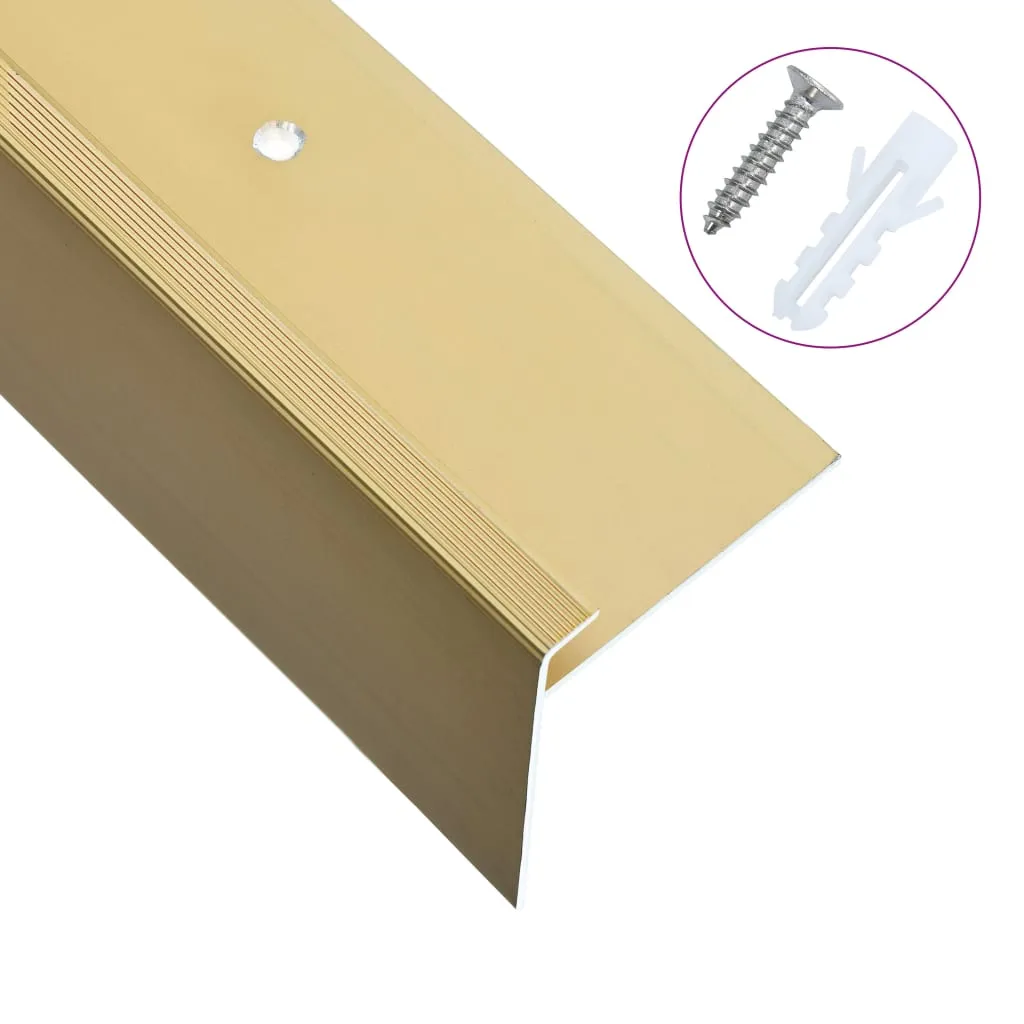 vidaXL Profili Protettivi a F per Gradini 15 pz in Alluminio 90 cm Oro