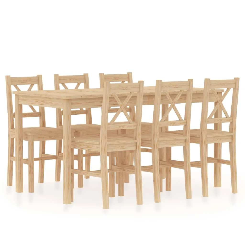 vidaXL Set da Pranzo 7 pz in Legno di Pino