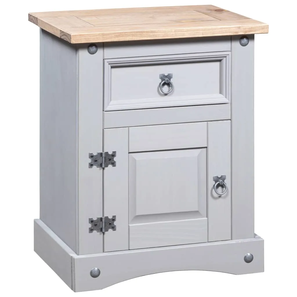 vidaXL Comodino in Legno di Pino Messicano Corona Grigio 53x39x67 cm