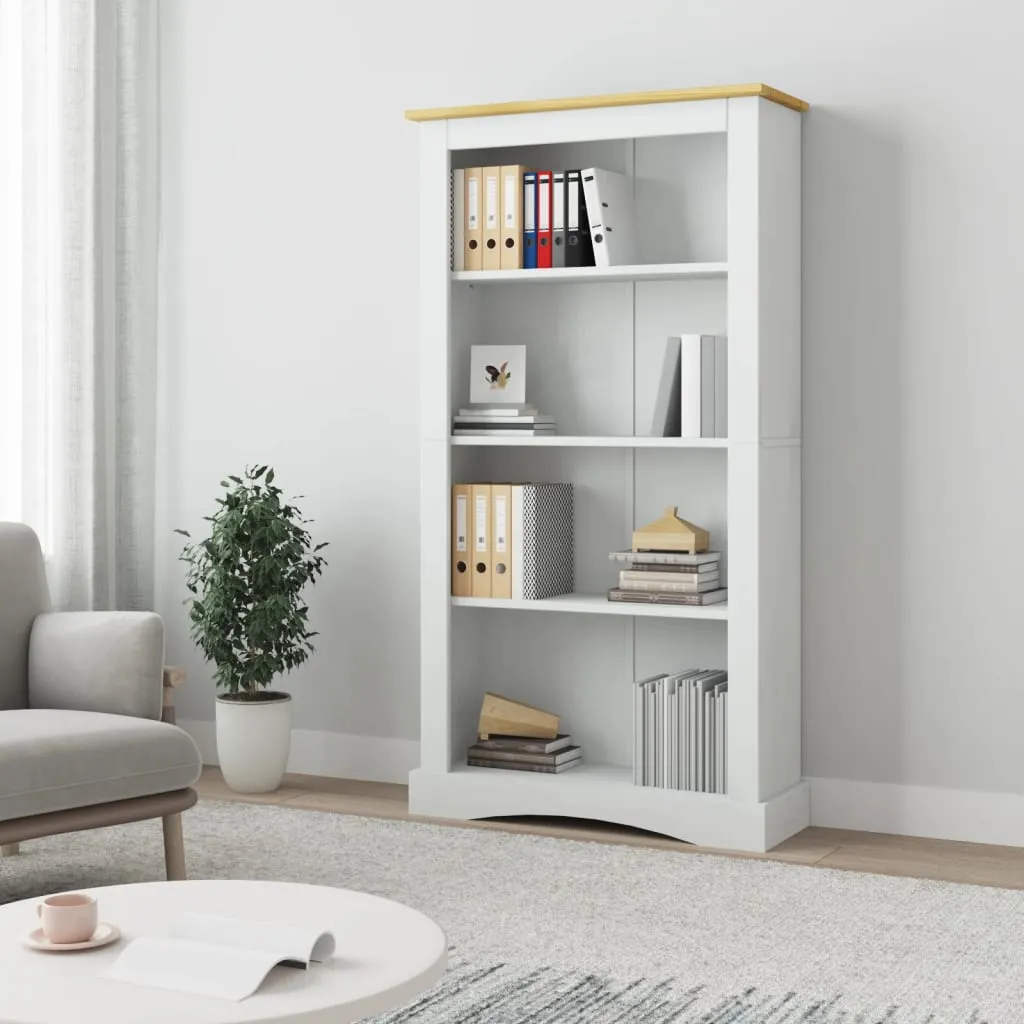 vidaXL Libreria a 4 Ripiani Pino Messicano Corona Bianco 81x29x150 cm