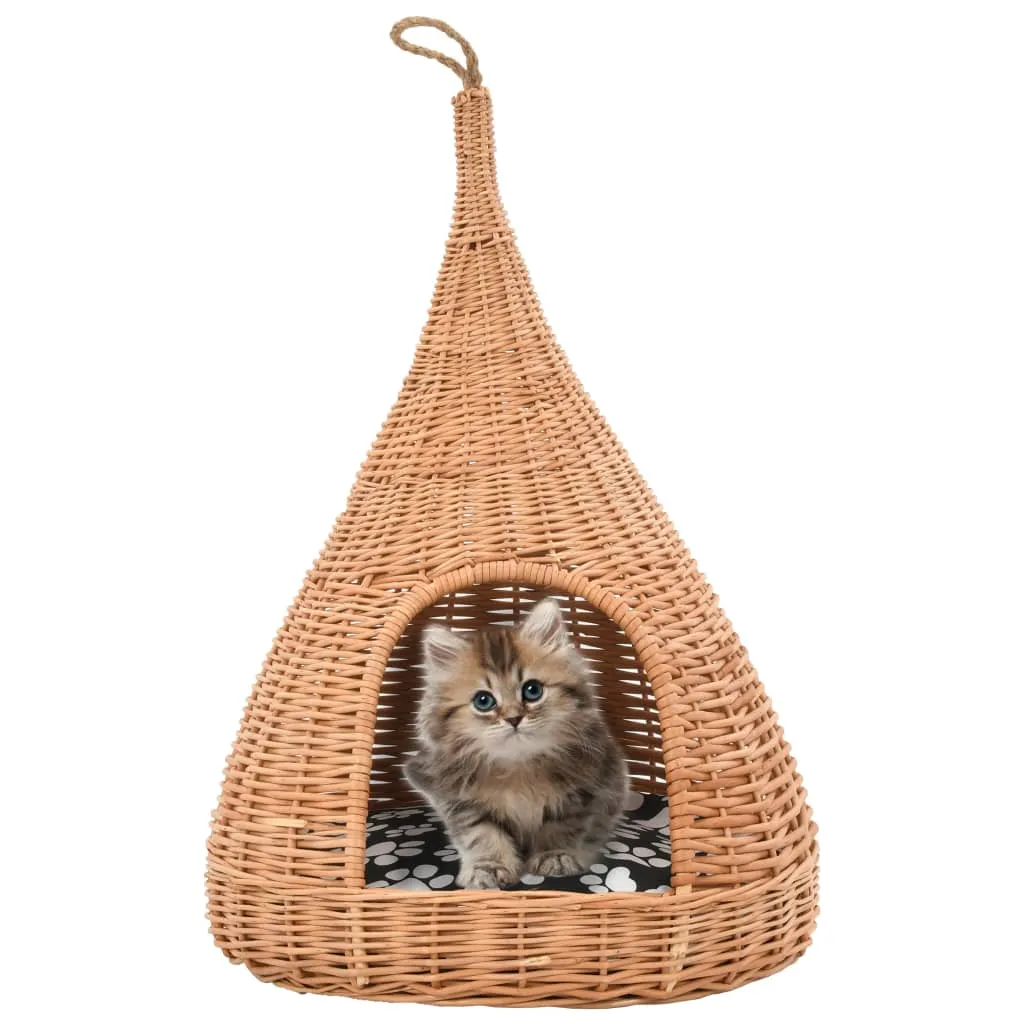 vidaXL Cesta per Gatti con Cuscino 40x60cm Teepee Salice Naturale