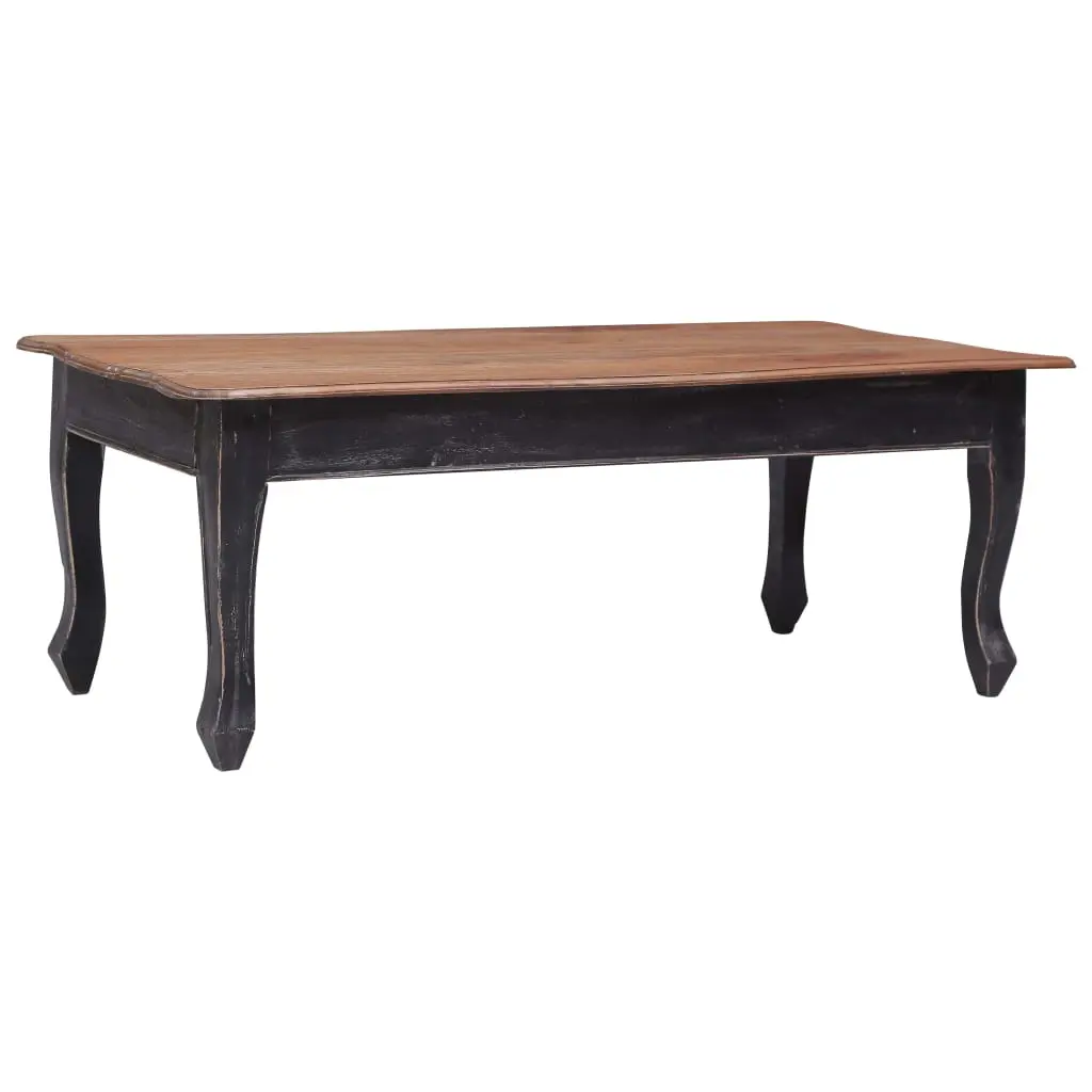 Tavolino da Salotto Nero 120x60x45 cm Legno Massello di Mogano