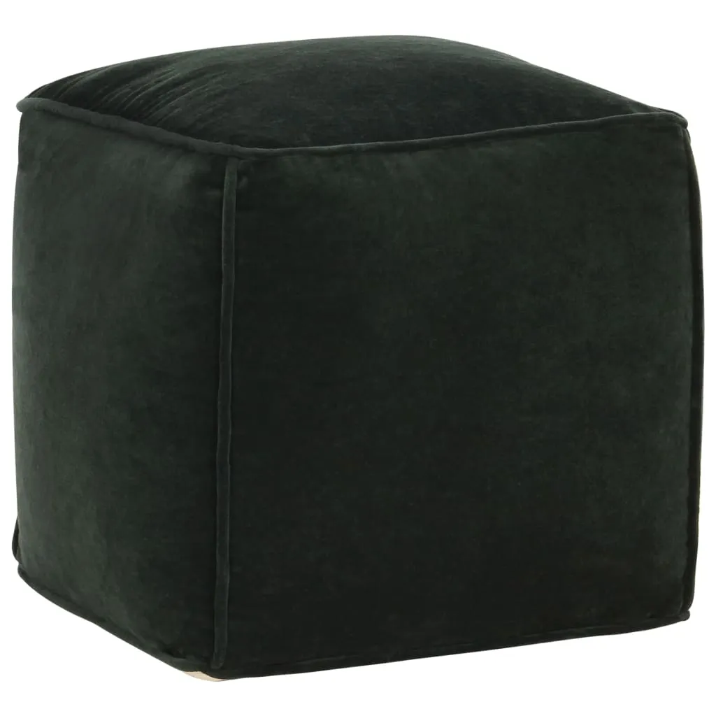 vidaXL Pouf in Velluto di Cotone 40x40x40 cm Verde Foresta