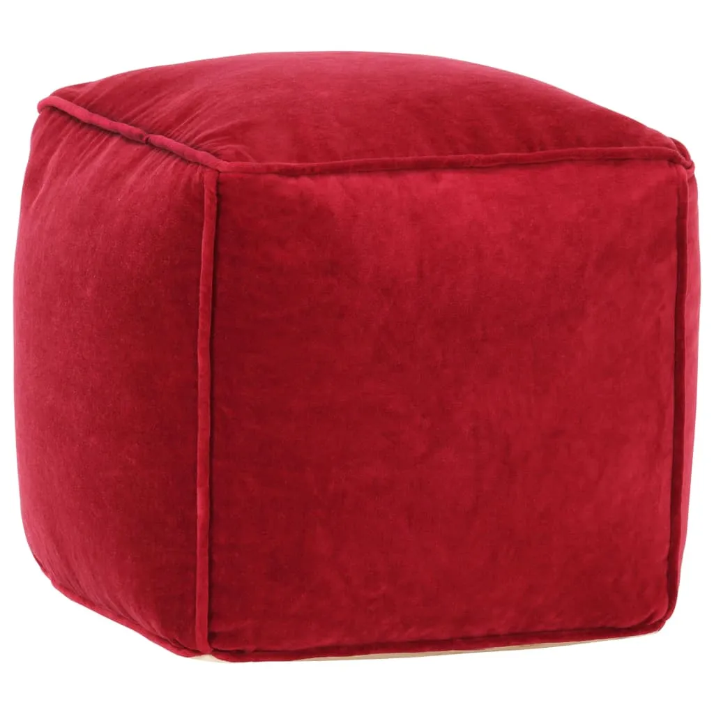 vidaXL Pouf in Velluto di Cotone 40x40x40 cm Rosso Rubino