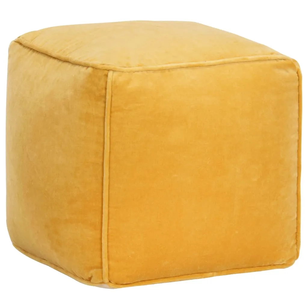 vidaXL Pouf in Velluto di Cotone 40x40x40 cm Giallo