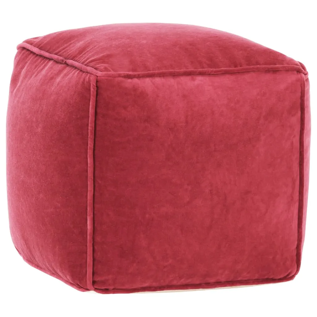 vidaXL Pouf in Velluto di Cotone 40x40x40 cm Rosso