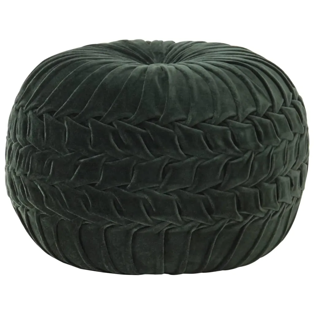 vidaXL Pouf in Velluto di Cotone Design Fumé 40x30 cm Verde