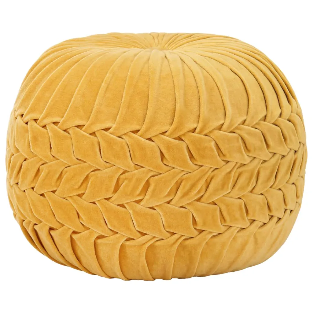 vidaXL Pouf in Velluto di Cotone Design Fumé 40x30 cm Giallo